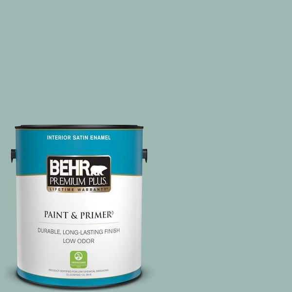 BEHR PREMIUM PLUS 1 gal. #PPU12-08 Opal Silk Satin Enamel Low Odor Interior Paint & Primer