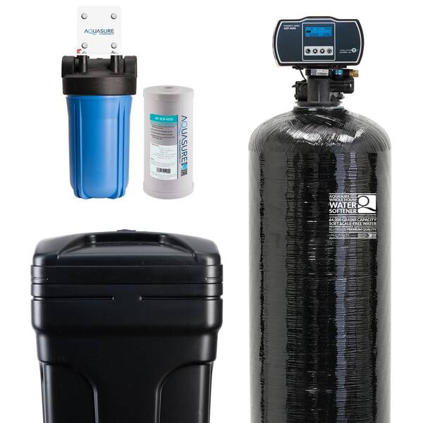 Aquasure Harmony Series 64 000 Grain Electronic Metered Water Softener With Sediment And Carbon Pre Filter As Hs64scp The Home Depot