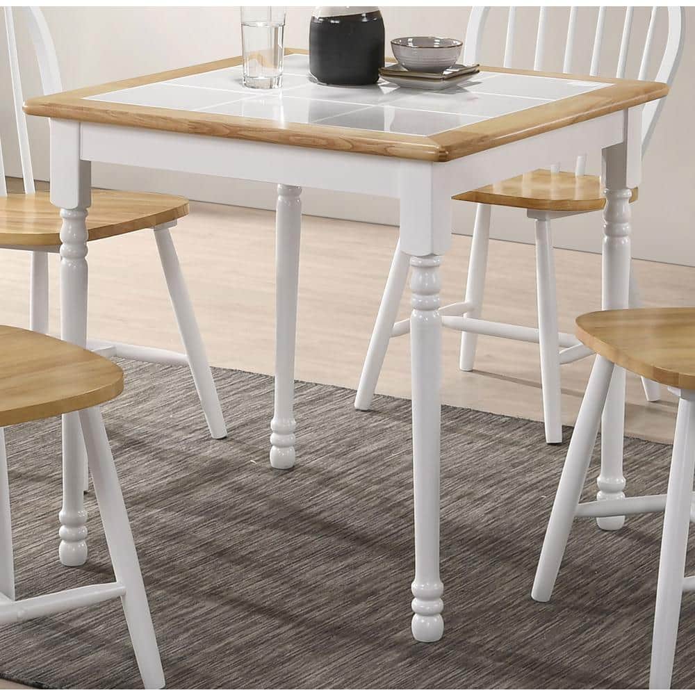 Carlene 29'' Natural Brown and White Tile-Top Dining Table