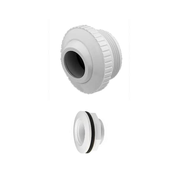 1-1/2 in. White Hydrostream MIP Inlet Fitting and 1-1/2 in. FIP Threaded Return Fitting with Locknut and Gasket Combo