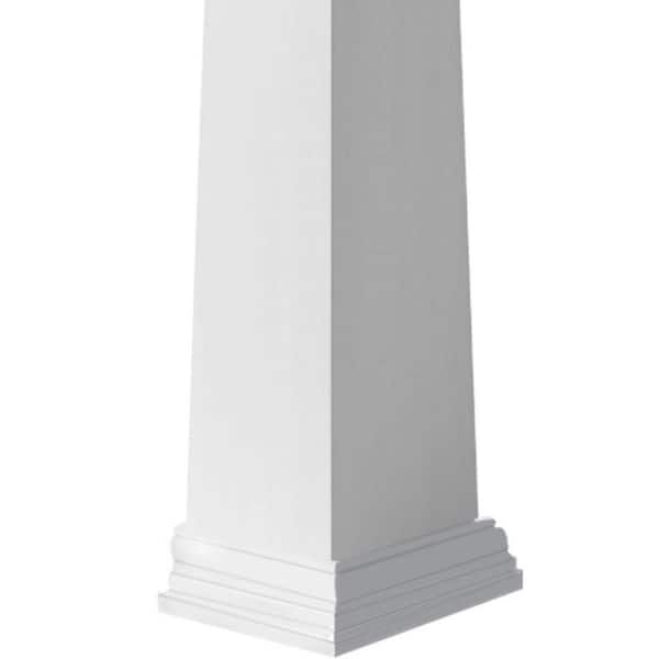 Ekena Millwork 12 Bottom Width to 8 Top Width x 6'H Premium Square Tapered Smooth PVC Endura-Craft Column Wrap Kit, Prairie Capital & Base