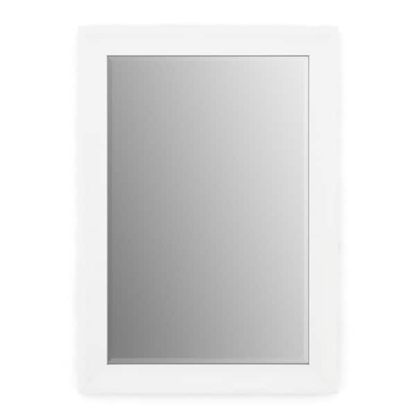 Delta 29 in. W x 41 in. H (M3) Framed Rectangular Deluxe Glass Bathroom Vanity Mirror in Matte White