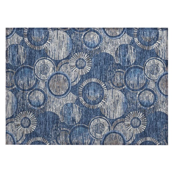 Addison Rugs Chantille Machine Washable Indoor/Outdoor Abstract ACN2206 Navy 1 ft. 8 in. x 2 ft. 6 in. Accent Rug