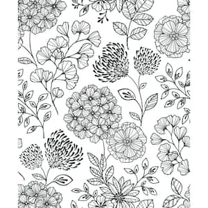 Ada Black Floral Wallpaper Sample