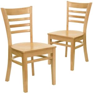 Natural Wood Seat/Natural Wood Frame Restaurant Chairs (Set of 2)