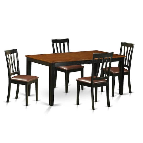 East West Furniture 5-Piece Black and Cherry Finish Solid Wood Top - Dining Room Set - Seats 4