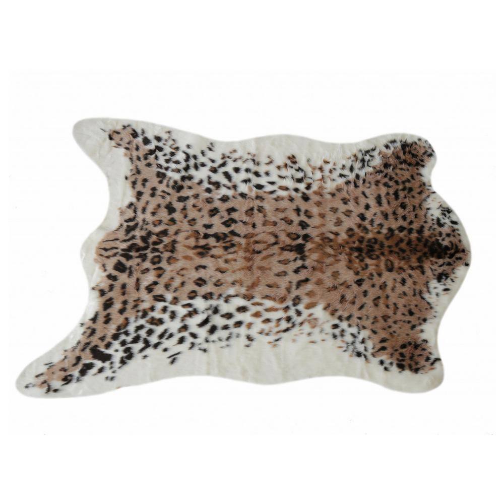 51" x 60" Faux Leopard Hide Black and Brown Area Rug