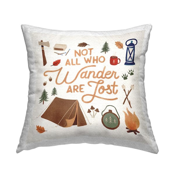Stupell Industries Not All Who Wander Phrase Multi-Color Square Outdoor Throw Pillow