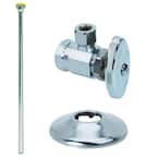 Toilet Kit: 1/2 in. FIP x 3/8 in. Compression Brass Multi-Turn Angle Valve with 12 in. Riser and Flange