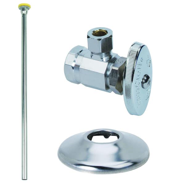 BrassCraft Toilet Kit: 1/2 in. FIP x 3/8 in. Compression Brass Multi-Turn Angle Valve with 12 in. Riser and Flange