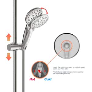 Massage Single-Handle 6-Spray 4.7 in. Round Wall Mount Shower Faucet w/Storage Hook in Brushed Nickel (Valve Included)
