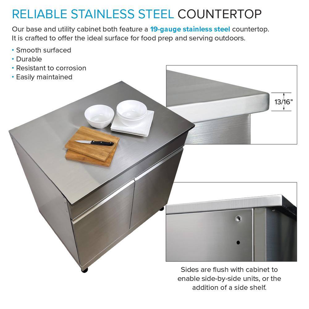 Stainless Steel Double Utility Outdoor Kitchen Cabinet, 64-inch