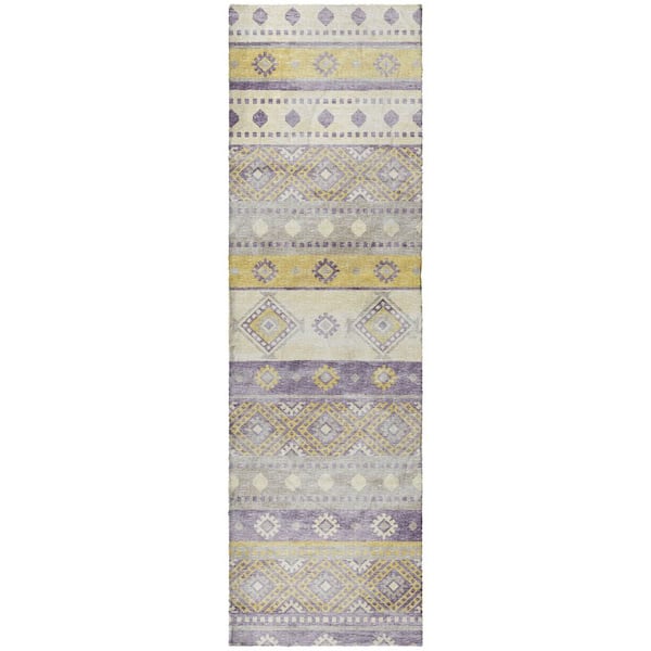Dream Shag Premium Machine Washable Abstract ADS118 Purple 2 ft. x 7 ft. Runner Rug