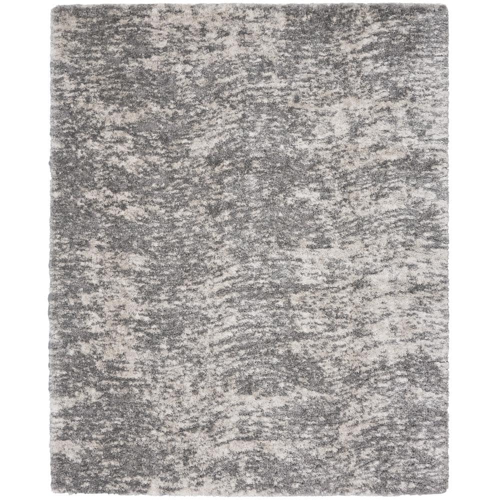 Nourison Dreamy Shag Charcoal Grey 8 ft. x 10 ft. Abstract Contemporary ...