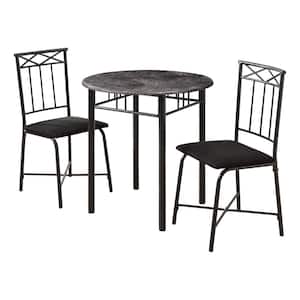 Grey Marble with Charcoal Metal 3 Piece Dinning Set