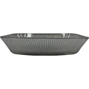 Charlie Modern Smoky Gray Tempered Glass Crystal Rectangular Vessel Sink - 18 in.