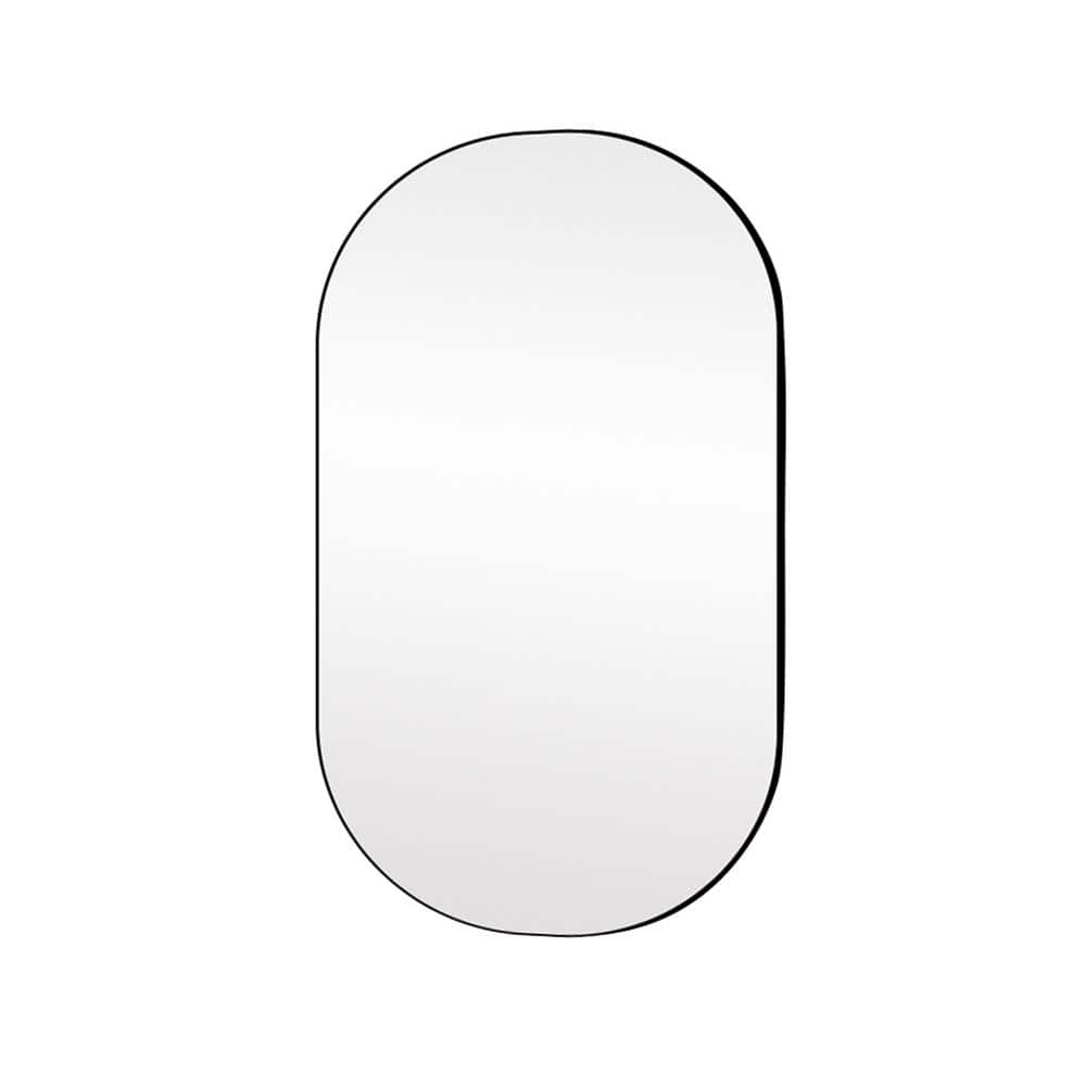 WELLFOR 36 in. W x 18 in. H Oval Aluminium Framed Wall Bathroom Vanity