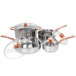 Ansonville 8-Piece Stainless Steel Cookware Set with Rose Gold Handles