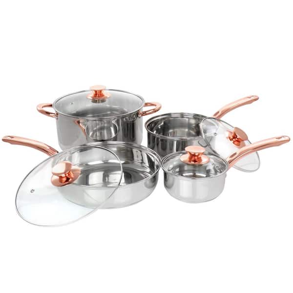 Gibson Home Ansonville 8-Piece Stainless Steel Cookware Set with Rose Gold  Handles 985115178M - The Home Depot