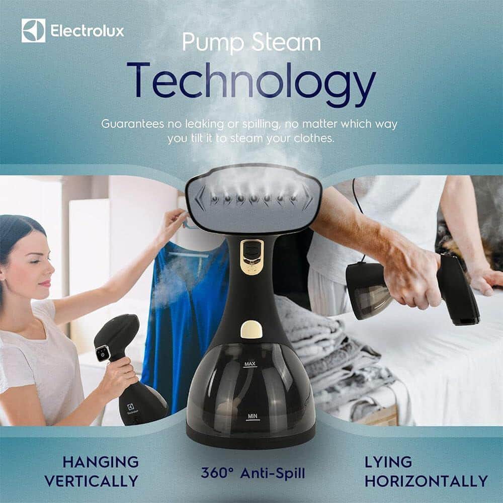 Electrolux Black Ceramic Handheld Fabric Steamer with Detachable Water Tank