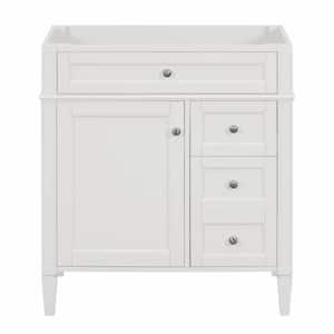 29.3 x 17.87 x 33 In. White MDF Vertical Bath Cabinet with 3 Drawers and 1 Soft Close Door, Top Sink Not Included