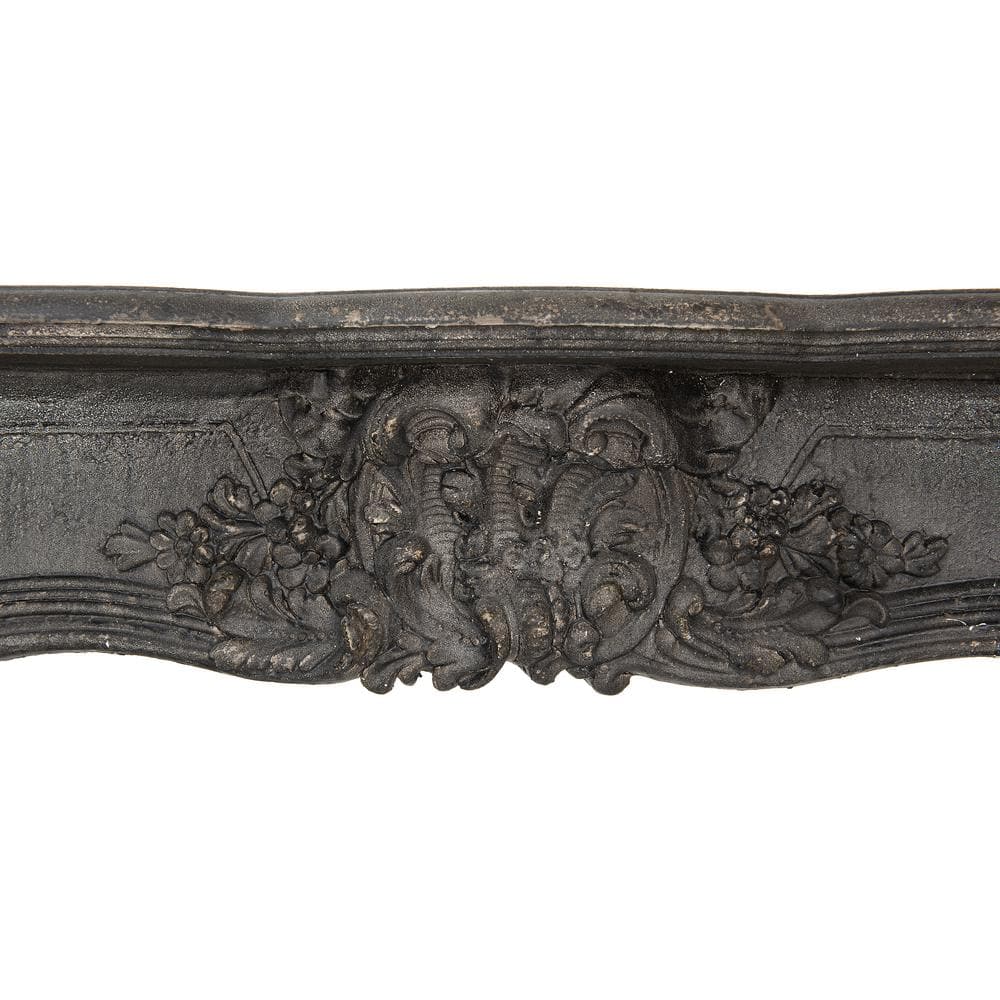 Ornate Black Wood Wall-Mounted Decorative Fireplace Mantel