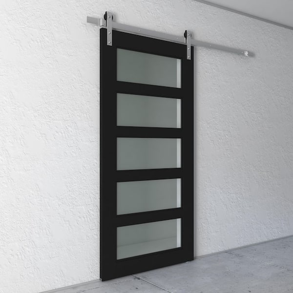 Urban Woodcraft 40-in x 83-in Oak Panel Flush Prefinished Oak Wood Single Barn Door (Hardware Included)