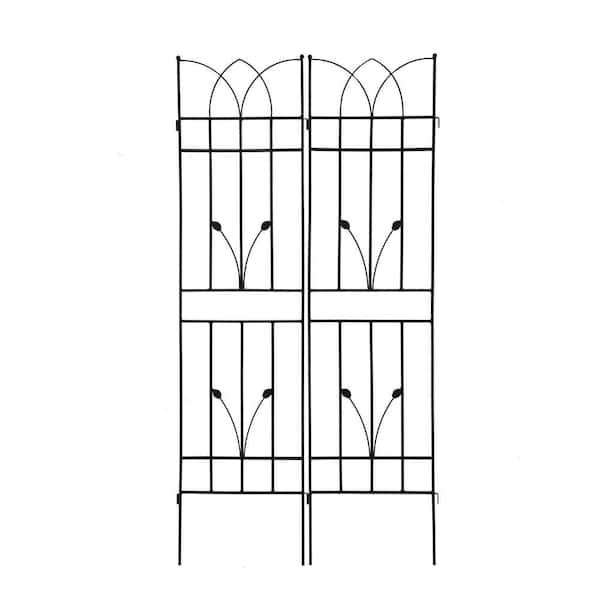 71 in. Metal 4 Pack Garden Trellis in Black