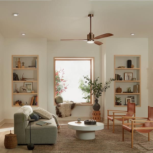 Ridley II 60 in. Indoor Oil Brushed Bronze Downrod Mount Ceiling Fan with Integrated LED with Wall Control Included