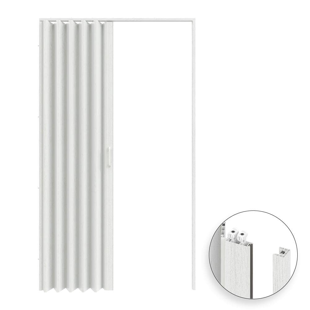 SOCBAZZAR 60 in x 80 in. White Oak Finished Interior PVC Folding