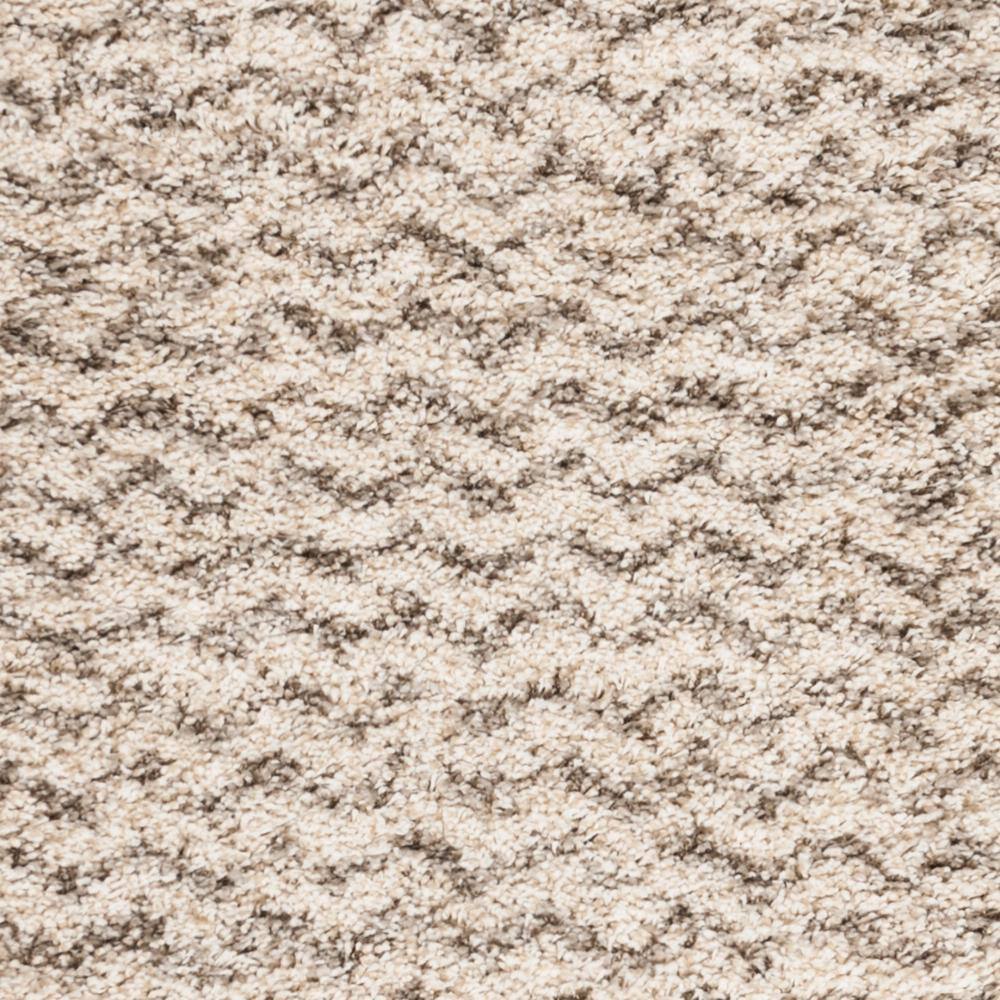 Ivory and Grey High Pile Shag Square Area Rug