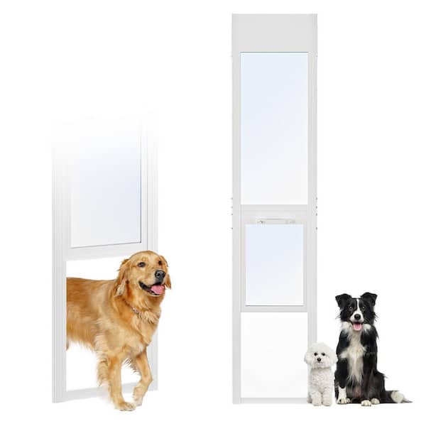 Pet and Dog Patio Door Insert 86 in. - 93 in. Adjustable Height Dog Door for Sliding Glass Door w/ Lock 3 x 13 x 93 in.