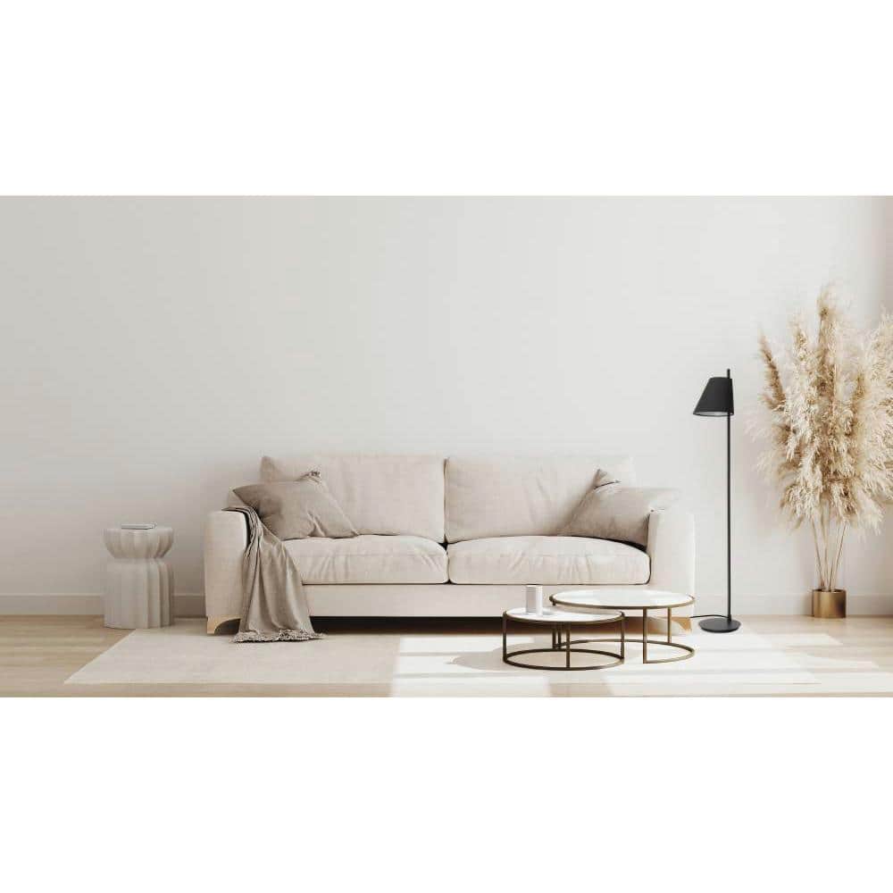Estaziona Minimalist Black Fabric Cone Floor Lamp
