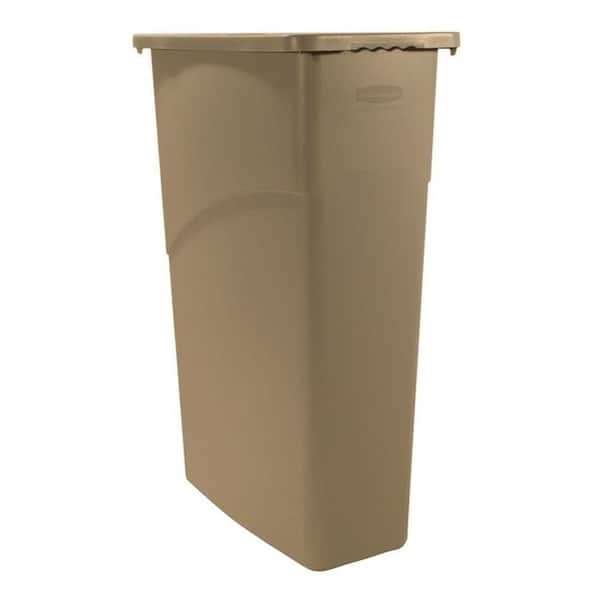 Rubbermaid Commercial Products Slim Jim 23 Gal. Beige Rectangular Trash Can