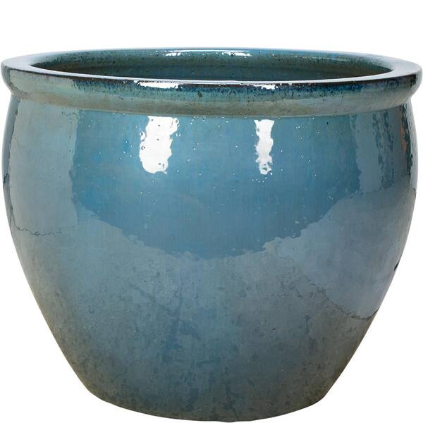20 in. Ceramic Turquoise Fishbowl Planter VPX4-27D-TQ - Home Depot