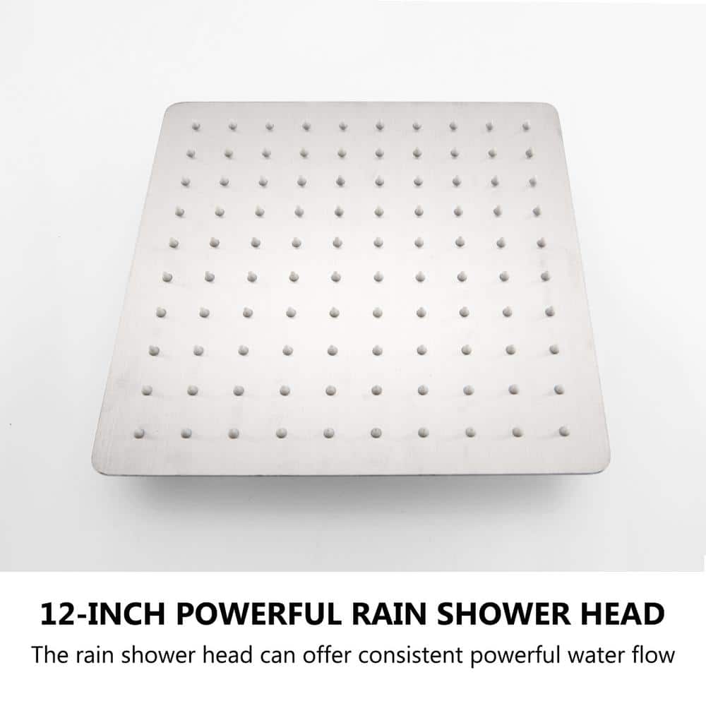 Brushed Nickel Wall-Mounted Rain Shower System with Handheld Head