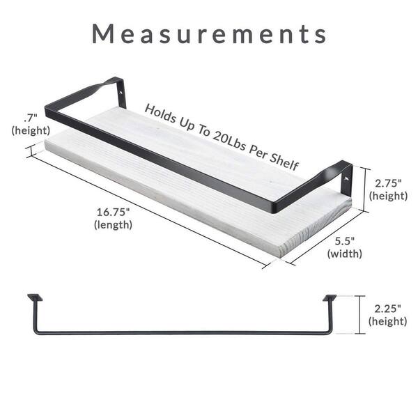 Dracelo 16.9 in. W x 5.9 in. D x 16.9 in. H Retro White 2 Tier Metal Bathroom  Shelves Wall Mounted with Towel Bar B09QSMYMHC - The Home Depot