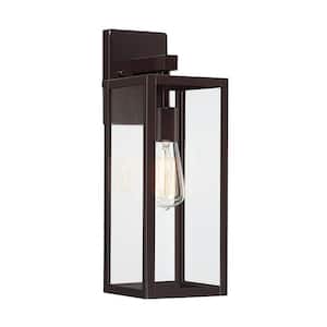 Martin 17.25 in. 1-Light Bronze Hardwired Outdoor Wall Lantern Sconce with No Bulbs Included
