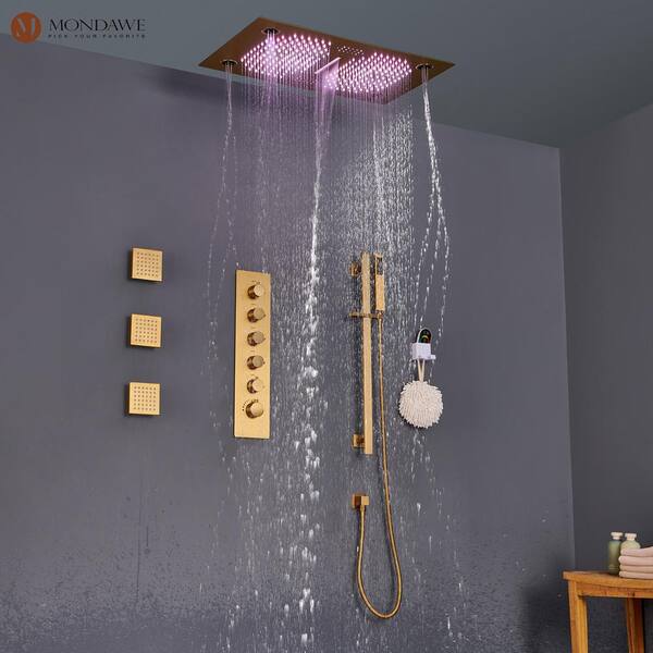 Luxurious Rose Gold 3-Way Thermostatic Shower System