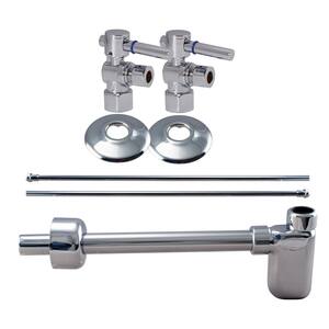 1/2 in. IPS Lever Handle Angle Stop Complete Pedestal Sink Installation Kit in Polished Chrome