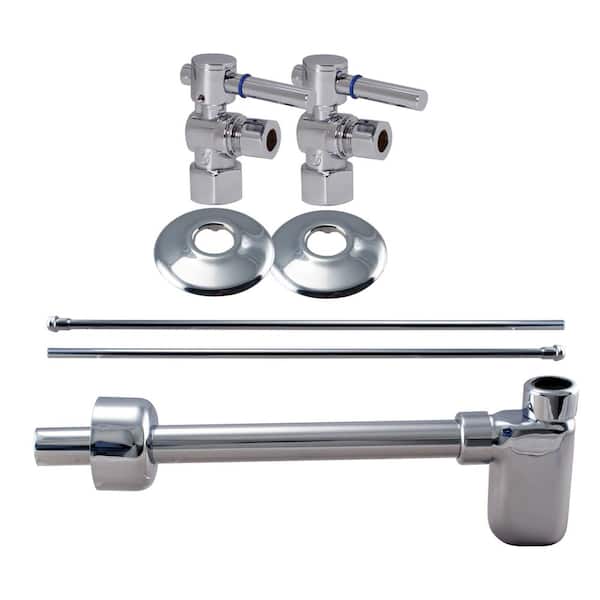 Westbrass 1/2 in. IPS Lever Handle Angle Stop Complete Pedestal Sink Installation Kit in Polished Chrome