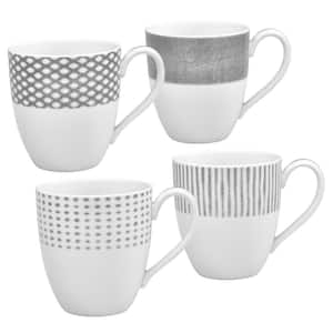 Grey Hammock 15 fl. oz. (Grey) Porcelain Assorted Mugs, (Set of 4)