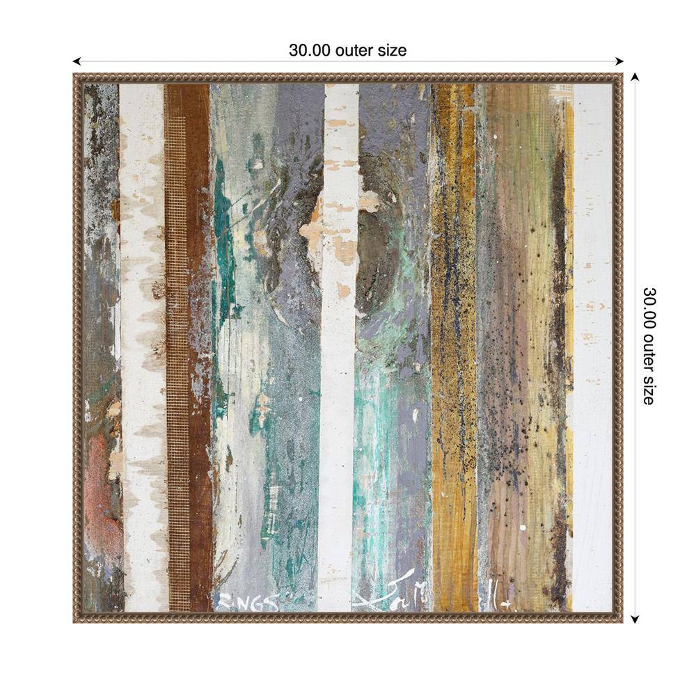 Textured Grain IV Abstract Canvas Art with Bronze Frame