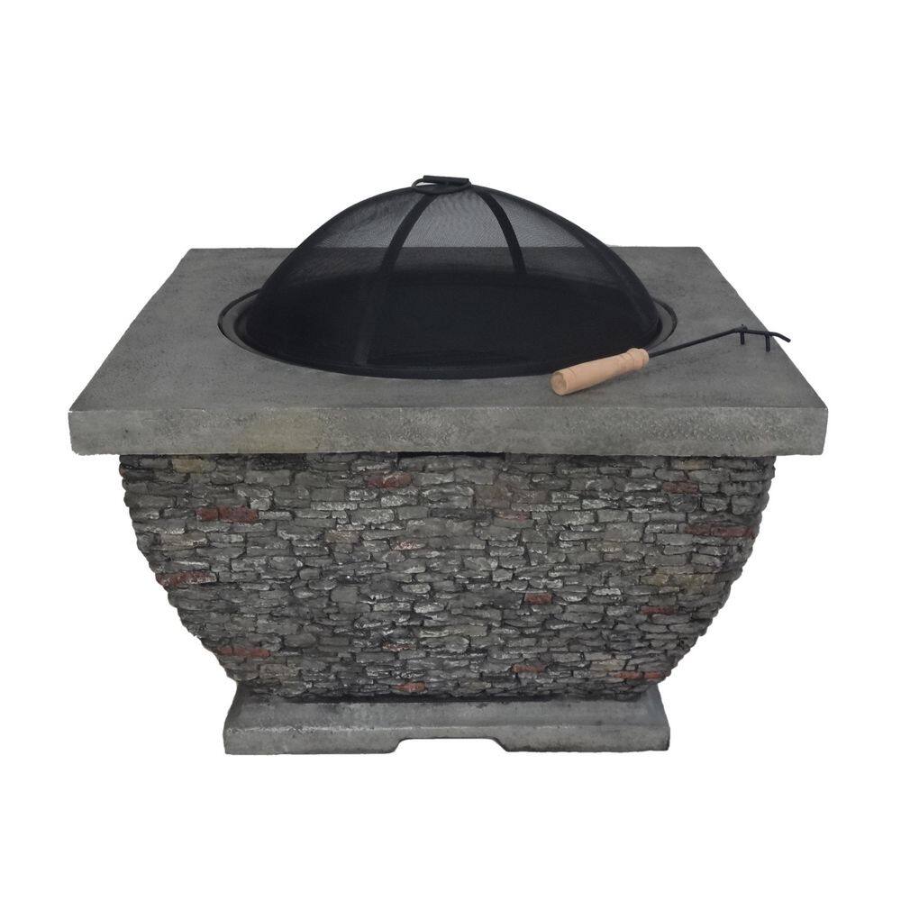 32.25 in. Gray MgO Light-Weight Concrete Wood Burning Square Outdoor Fire Pit Table price history on PriceWatchPro