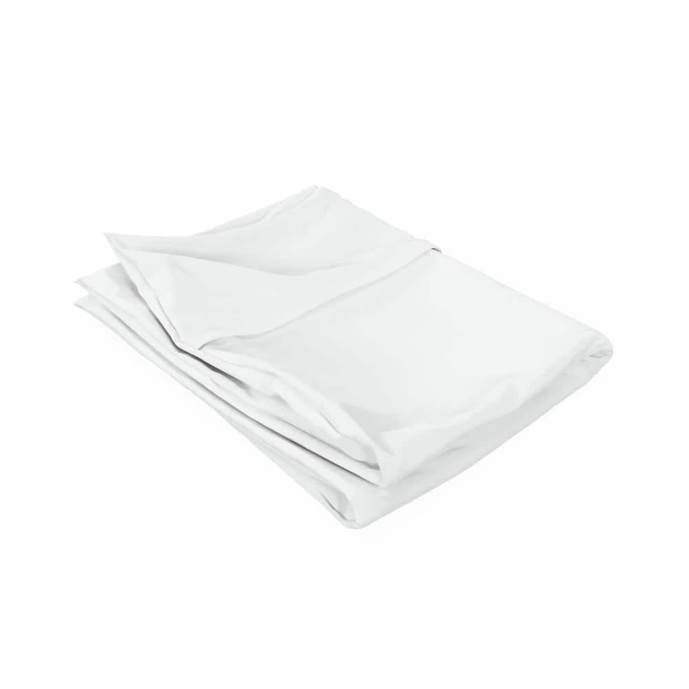 White Cotton and Polyester Hypoallergenic Pillow Protector, Standard/Queen