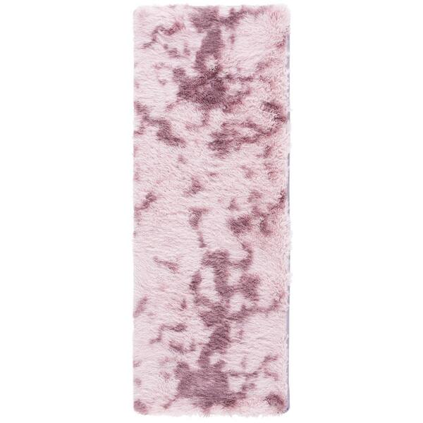 Rainbow Shag 2 ft. x 6 ft. Purple Abstract Runner Rug