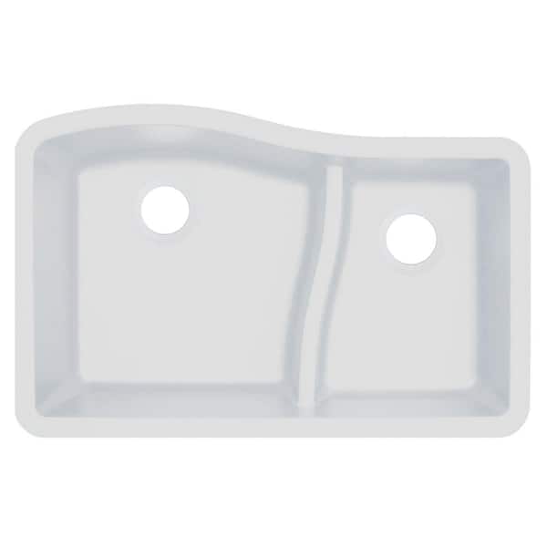Transolid Aversa White Granite 32 in. x 21 in. x 10 in. Double Bowl Undermount Kitchen Sink