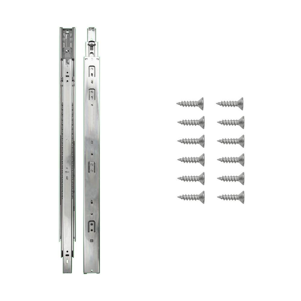 Cadmium Finish 24 Inch Soft Close Full Extension Drawer Slides, 2-Pack