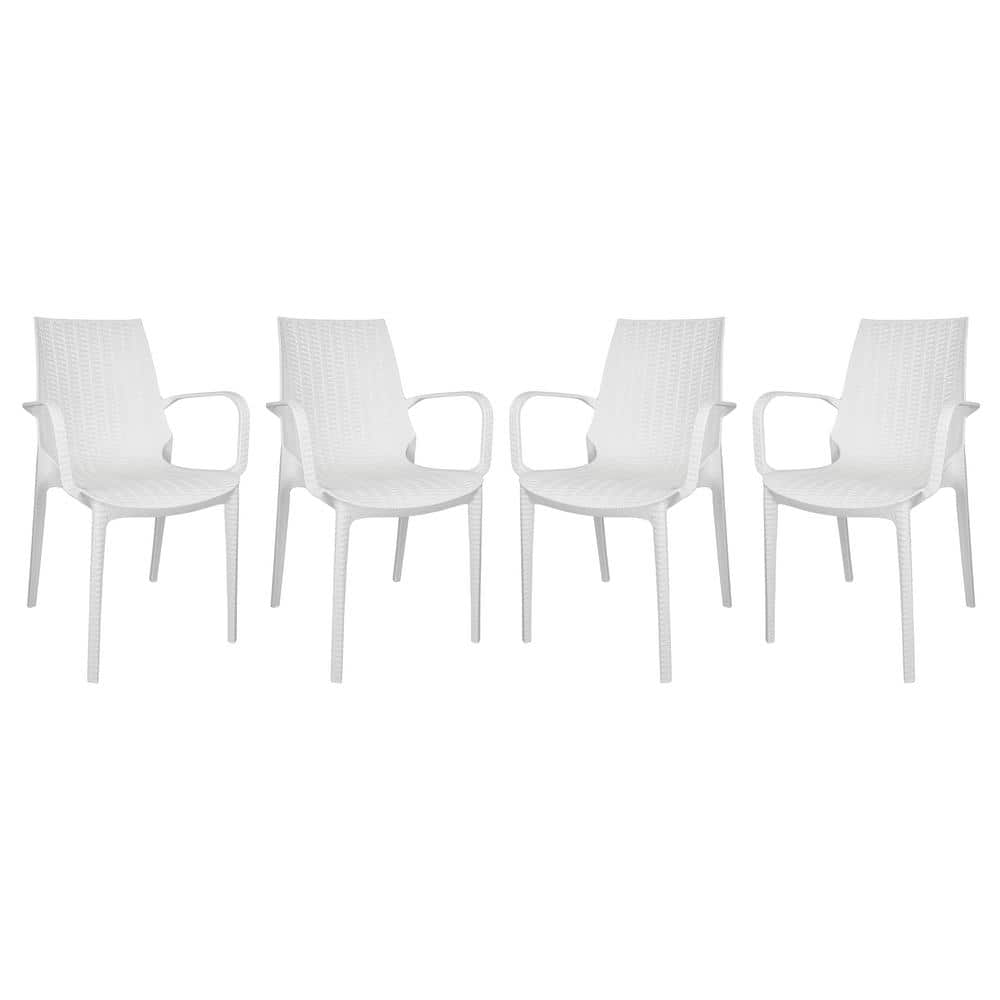 Kent Modern White Polypropylene Outdoor Dining Chair Set of 4