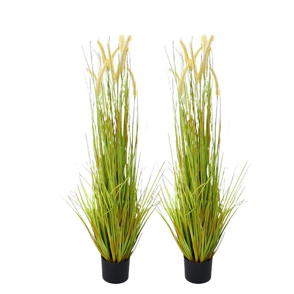 2-Piece 3.9 ft. Artificial Grass Plant (Tree) in Pot